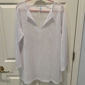 White Long Sleeve Swim Cover Up